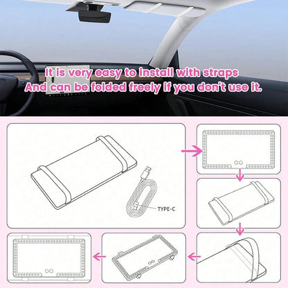 Car Sun Visor Vanity Mirror, Rechargeable Vehicle Makeup Mirror, Dimmable Touch Screen Cosmetic Mirror, Auto Travel Accessories, Universal For Most Cars