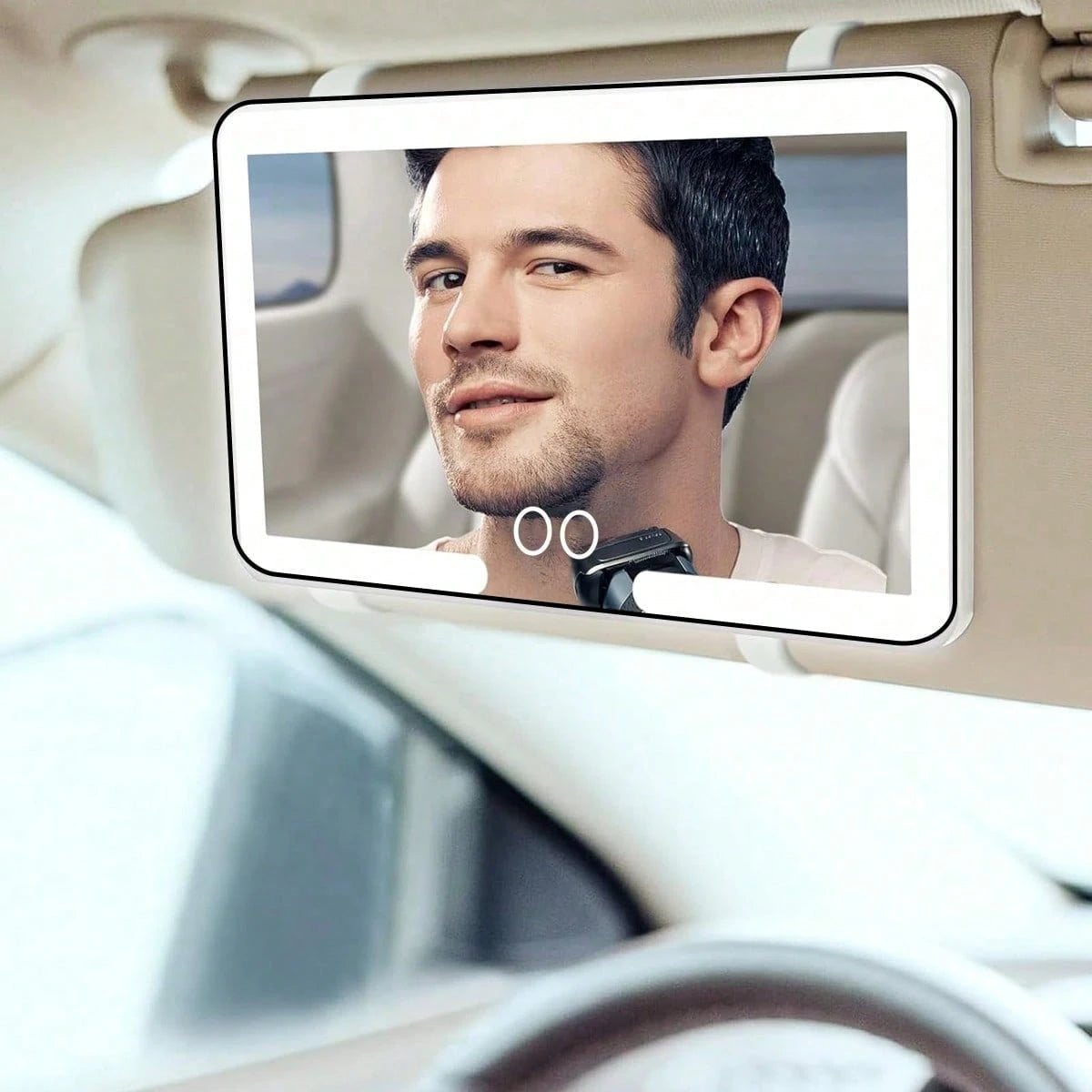 Car Sun Visor Vanity Mirror, Rechargeable Vehicle Makeup Mirror, Dimmable Touch Screen Cosmetic Mirror, Auto Travel Accessories, Universal For Most Cars