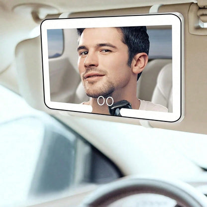 Car Sun Visor Vanity Mirror, Rechargeable Vehicle Makeup Mirror, Dimmable Touch Screen Cosmetic Mirror, Auto Travel Accessories, Universal For Most Cars