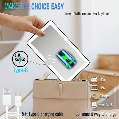 Car Sun Visor Vanity Mirror, Rechargeable Vehicle Makeup Mirror, Dimmable Touch Screen Cosmetic Mirror, Auto Travel Accessories, Universal For Most Cars