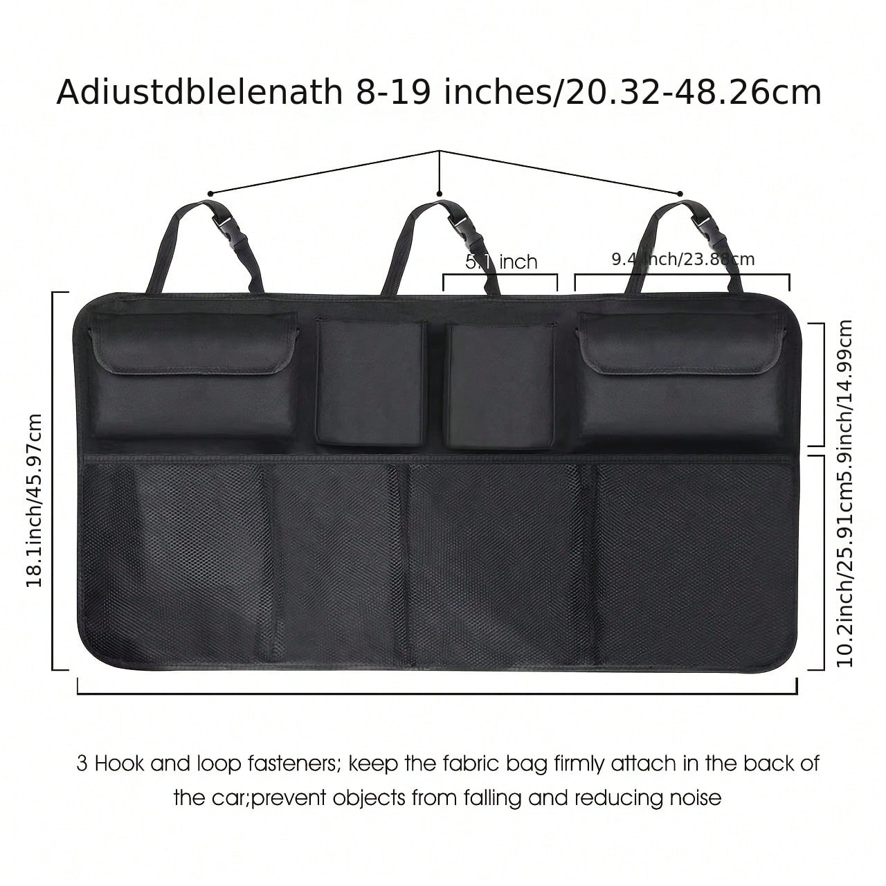 Car Trunk Organizer, Large Capacity Adjustable Rear Storage Bag, Oxford Material Multi-Purpose Seat Backrest Organizer, Suitable For All Car Models!Car Organizer