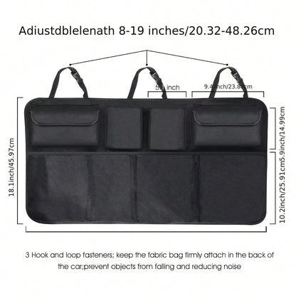Car Trunk Organizer, Large Capacity Adjustable Rear Storage Bag, Oxford Material Multi-Purpose Seat Backrest Organizer, Suitable For All Car Models!Car Organizer
