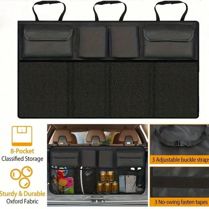 Car Trunk Organizer, Large Capacity Adjustable Rear Storage Bag, Oxford Material Multi-Purpose Seat Backrest Organizer, Suitable For All Car Models!Car Organizer