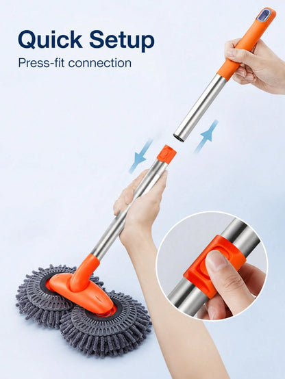Car Wash Mop With Telescopic Long Handle And Dual Heads, 360-Degree Rotating Brush, Microfiber Windshield Cleaning Brush, RV Accessory For Car Window Cleaning (Batteries Not Included)