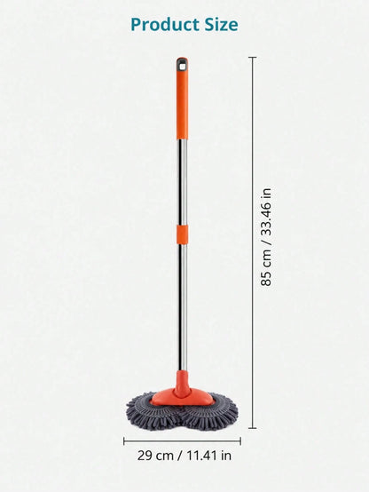 Car Wash Mop With Telescopic Long Handle And Dual Heads, 360-Degree Rotating Brush, Microfiber Windshield Cleaning Brush, RV Accessory For Car Window Cleaning (Batteries Not Included)