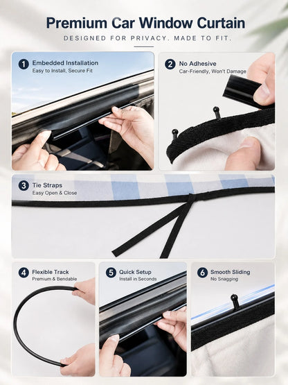 Car Window Sunshade Cute Bear Side Window Sunshade With Sliding Rail UV Blocking Heat Insulation Privacy Cover Car SUV Sun Protection Window Curtain Car Interior Accessories Car Decoration