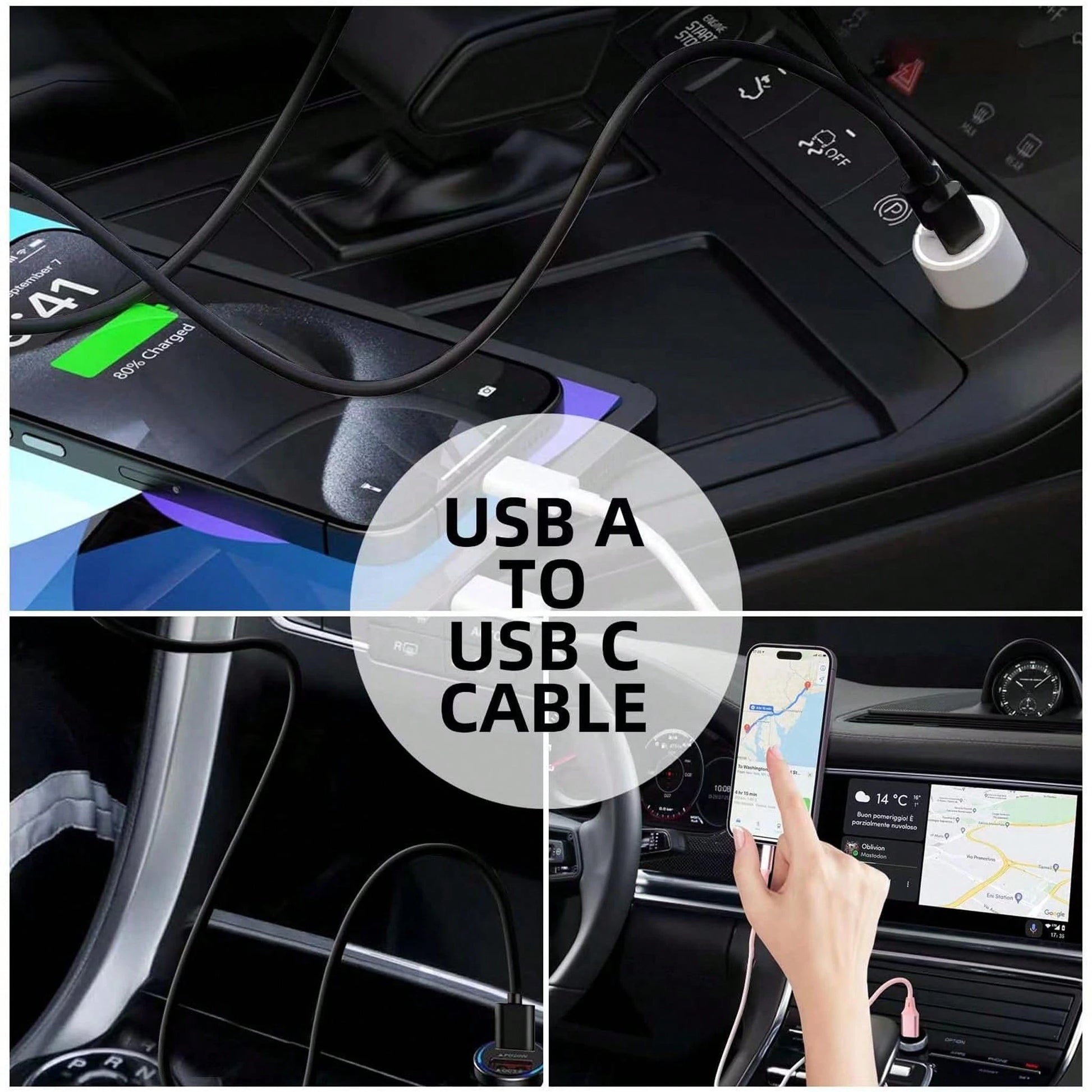 Carplay Cable Compatible With IPhone 16 17 USB A To USB C Cable, Suitable For 17 Air/17 16 15 Pro Max, Plus, Pro 12.9/11, 10th Gen, Air 5/4th Gen, Mini 6th Gen Charger Car Charging Cable