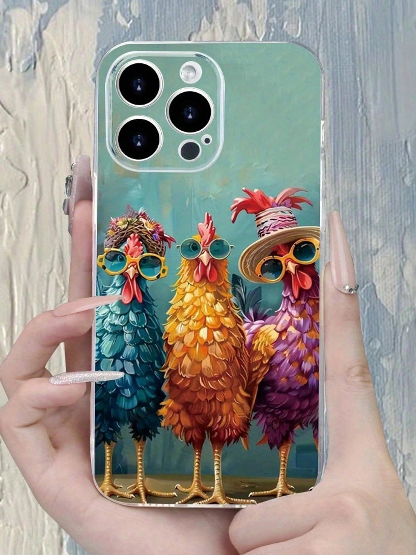Cartoon Chicken Print Minimalist Practical Multi-Function Ditsy Floral Painted Minimalist Phone Case Compatible With IPhone/ Compatible With Galaxy/,Compatible With Redmi Series Waterproof Shockproof