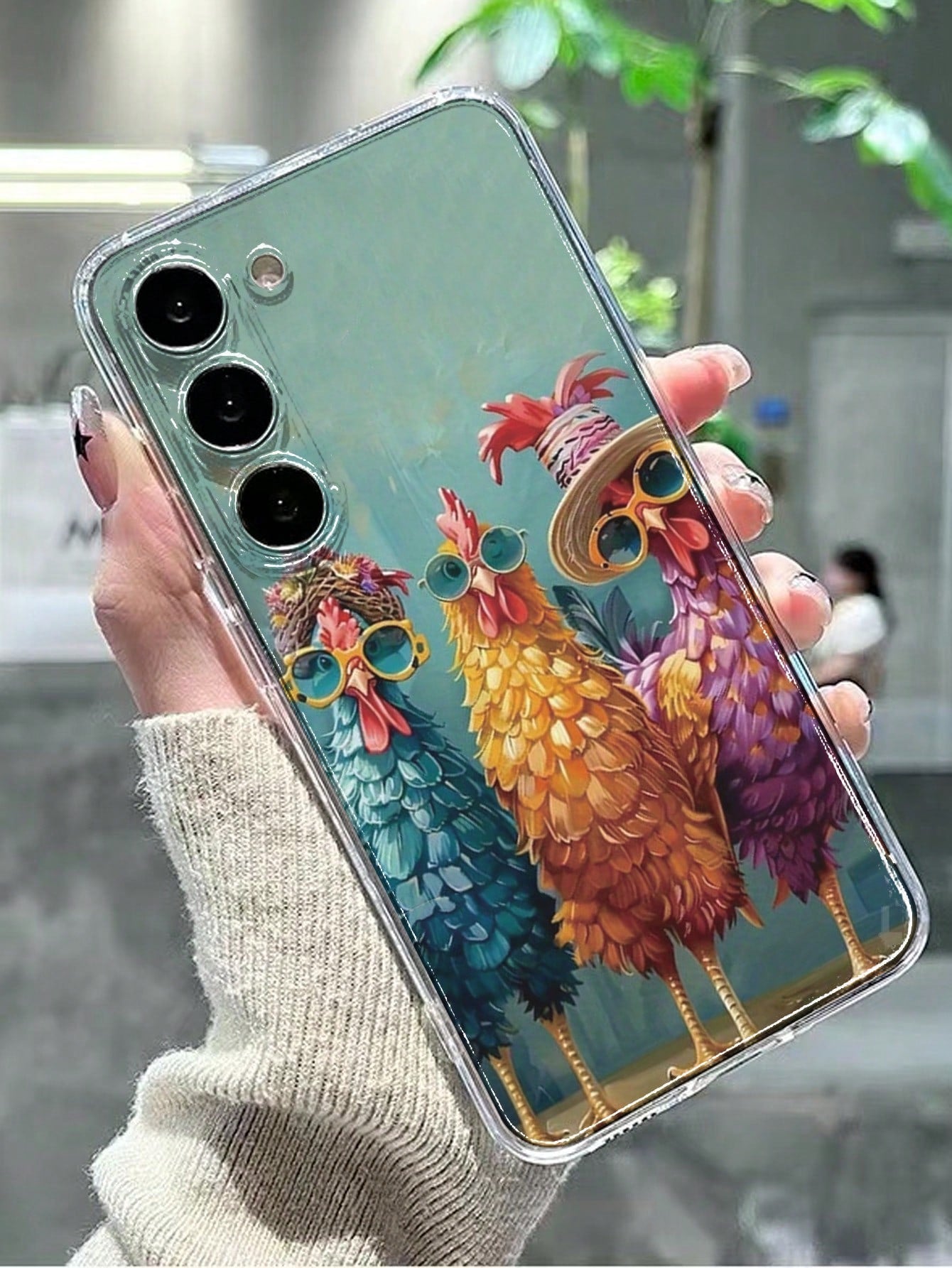 Cartoon Chicken Print Minimalist Practical Multi-Function Ditsy Floral Painted Minimalist Phone Case Compatible With IPhone/ Compatible With Galaxy/,Compatible With Redmi Series Waterproof Shockproof