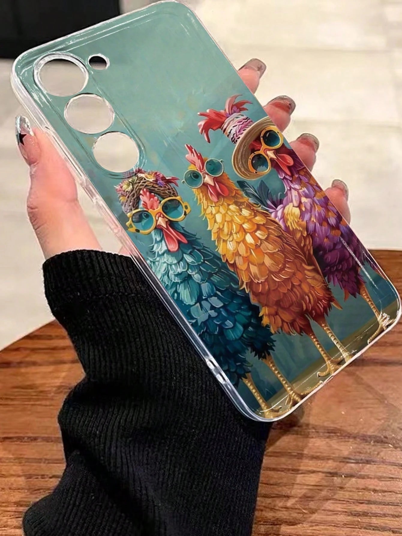 Cartoon Chicken Print Minimalist Practical Multi-Function Ditsy Floral Painted Minimalist Phone Case Compatible With IPhone/ Compatible With Galaxy/,Compatible With Redmi Series Waterproof Shockproof
