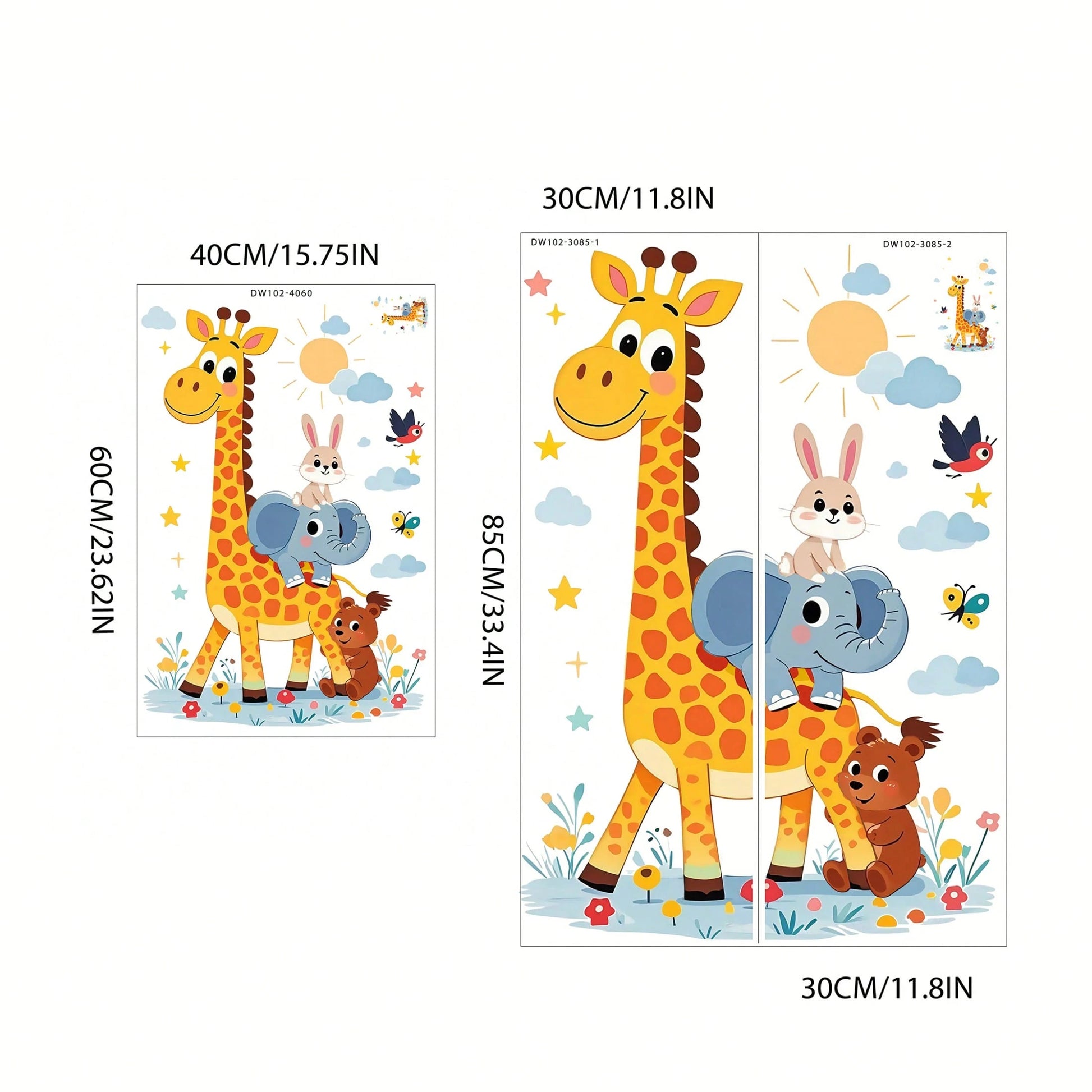 Cartoon Giraffe Sun Cloud Wall Decal For Children's Rooms And Kindergartens, Self-Adhesive Decorative Wall Sticker.