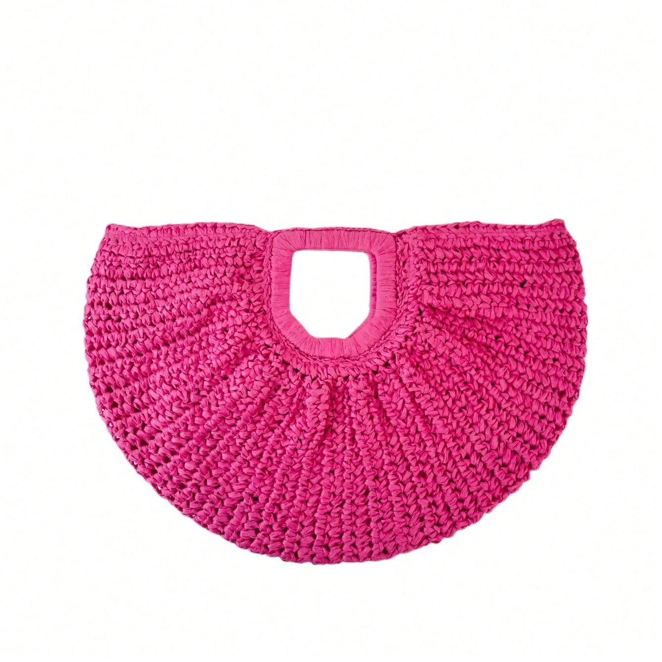 Casual Rattan Wicker Tote Bag Large Capacity Woven Designer Beach Bag Women's Straw Summer Half-Moon Beach Handbag Shopper Tote