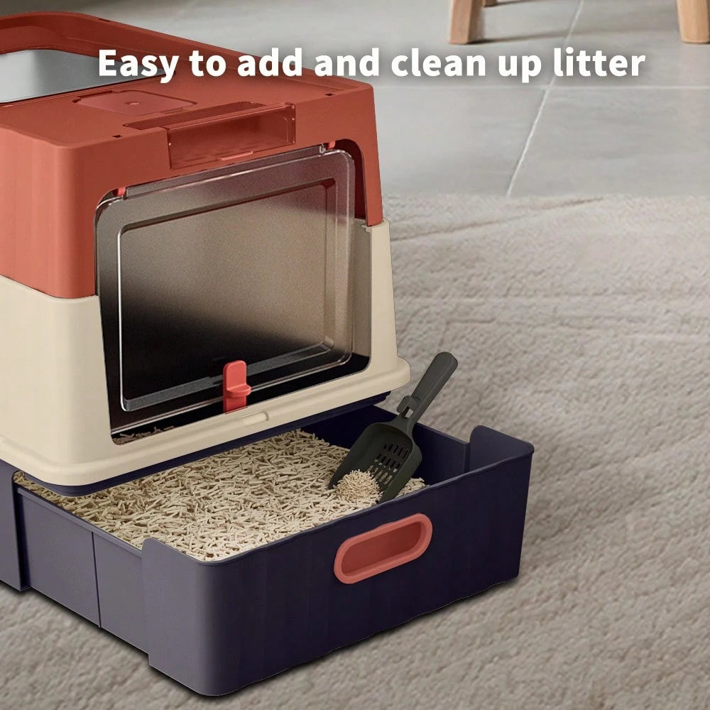 Cat Litter Box, Fully Enclosed, Odorless, Capacity Premium Cat 52*35*35cmDrawer-Style Enclosed Cat Litter Box – Large Odor-Control Kitty Toilet With Pull-Out Tray