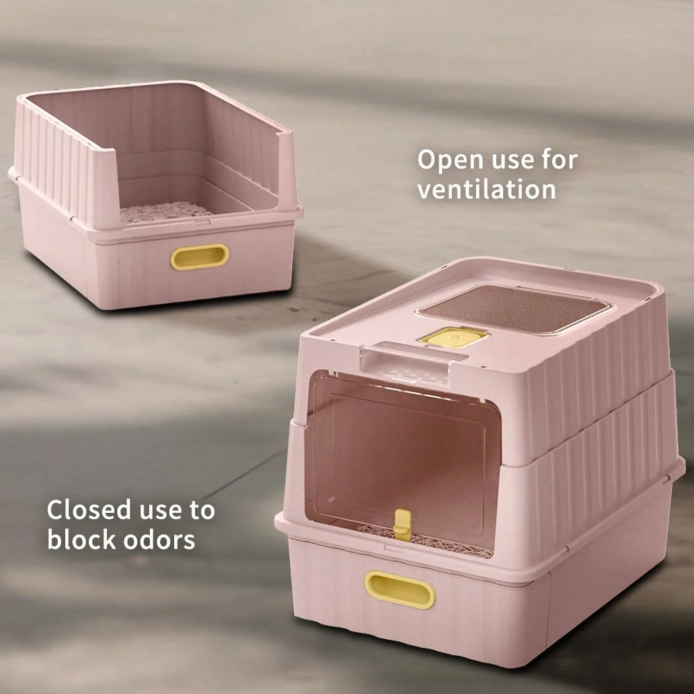 Cat Litter Box, Fully Enclosed, Odorless, Capacity Premium Cat 52*35*35cmDrawer-Style Enclosed Cat Litter Box – Large Odor-Control Kitty Toilet With Pull-Out Tray