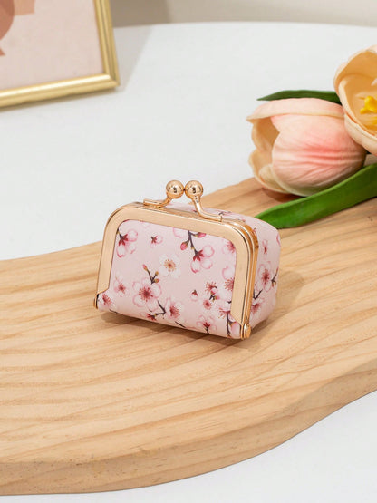 CHARM INFINITE Vintage Metal Frame Mini Coin Purse, Floral Leopard Print PU Small Wallet, Portable Earphone Lipstick Coin Storage Bag, Cute Bag Charm Accessory, Great Holiday Gift For Girls