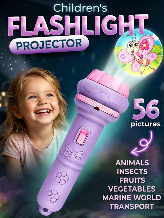 Children's Bedtime Projection Flashlight Toy, Early Education Cognitive Dinosaur, Animal, Ocean, Fruit Projection Puzzle Toy (Random Accessory Colors)