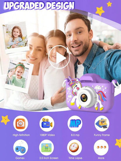 Children's HD Digital Camera, Rechargeable Kids Selfie Camera With Photo Video Game Functions, Portable Mini Camera Toy For Boys Girls Age 3-12, Includes 32GB SD Card & Card Reader, Lightweight Educat