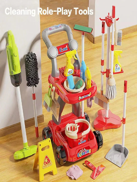 Children's Realistic Cleaning Tool Toy Set, Includes Broom, Dustpan, Etc., Simulates Household Cleaning Tools, Educational Toy, Suitable For Role-Playing Games