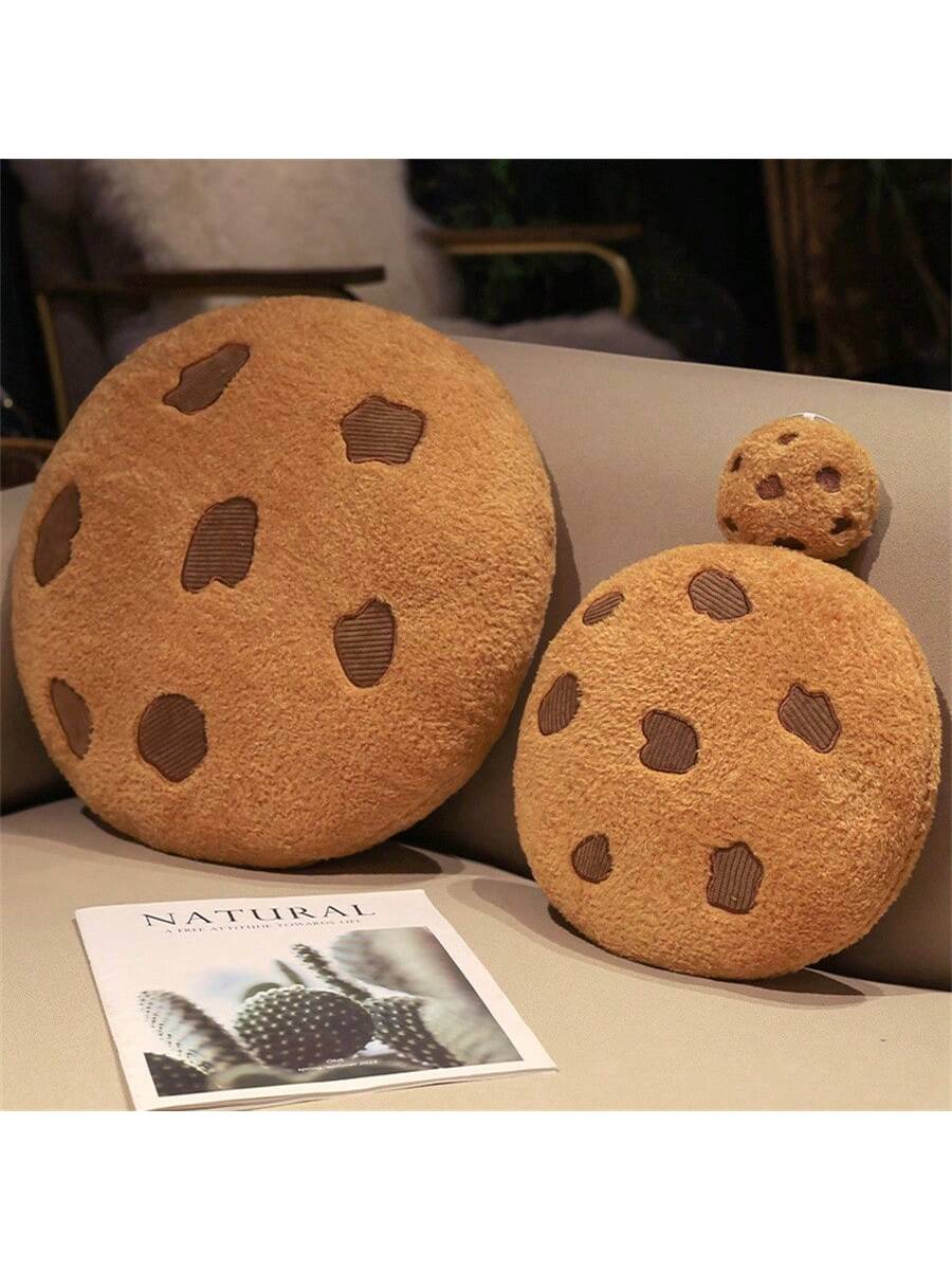 Chocolate Cookie Shaped Throw Pillow, Soft Round Food Decor Pillow For Floor, Sofa, Bedroom, Gift