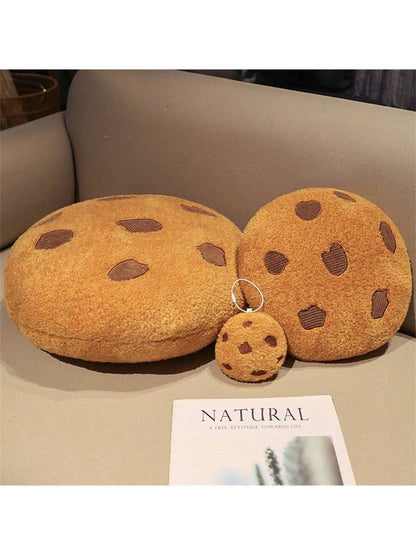 Chocolate Cookie Shaped Throw Pillow, Soft Round Food Decor Pillow For Floor, Sofa, Bedroom, Gift