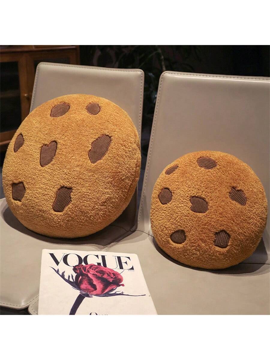 Chocolate Cookie Shaped Throw Pillow, Soft Round Food Decor Pillow For Floor, Sofa, Bedroom, Gift