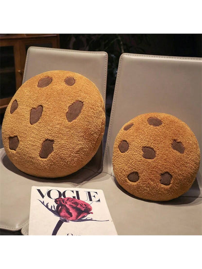 Chocolate Cookie Shaped Throw Pillow, Soft Round Food Decor Pillow For Floor, Sofa, Bedroom, Gift
