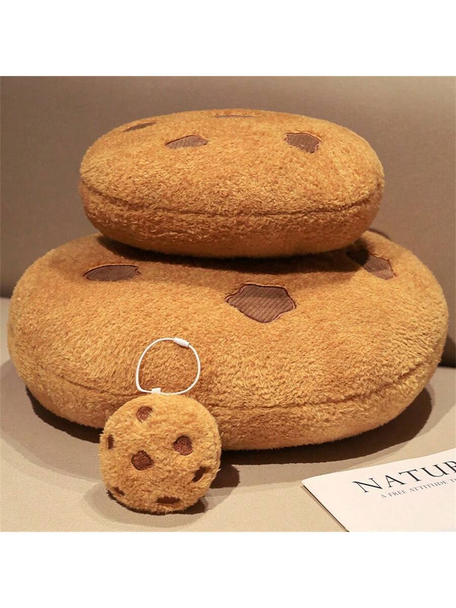 Chocolate Cookie Shaped Throw Pillow, Soft Round Food Decor Pillow For Floor, Sofa, Bedroom, Gift