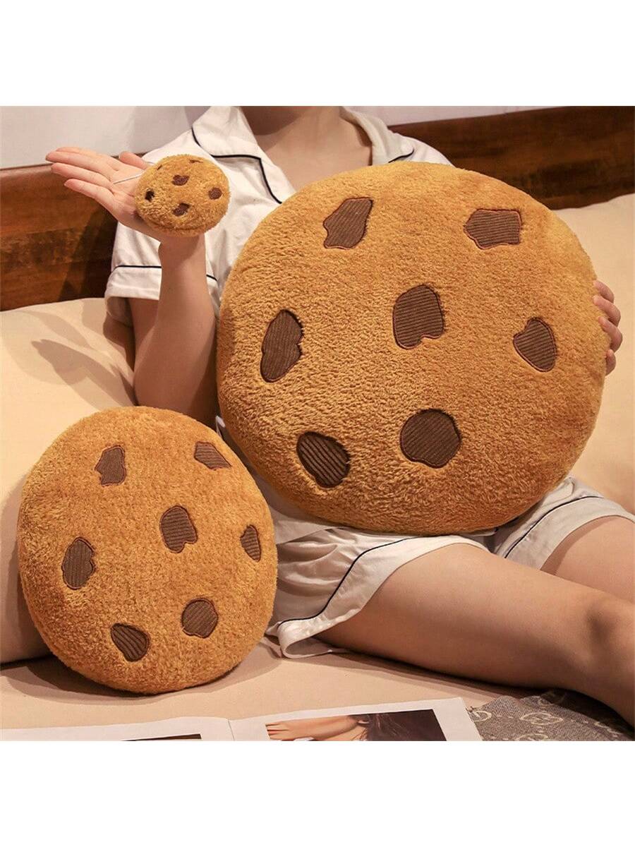 Chocolate Cookie Shaped Throw Pillow, Soft Round Food Decor Pillow For Floor, Sofa, Bedroom, Gift