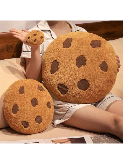 Chocolate Cookie Shaped Throw Pillow, Soft Round Food Decor Pillow For Floor, Sofa, Bedroom, Gift