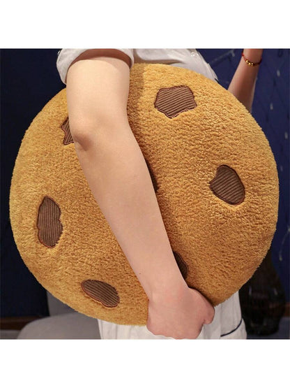 Chocolate Cookie Shaped Throw Pillow, Soft Round Food Decor Pillow For Floor, Sofa, Bedroom, Gift