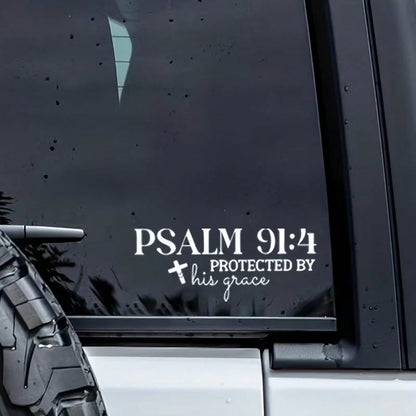 Christian Faith Psalm 91:4 Bible Cross Design Car Sticker, Suitable For Water Bottle Sticker, Laptop Sticker, Car Sticker, Glass Window Sticker, Car Decor Sticker