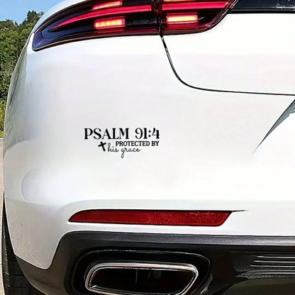 Christian Faith Psalm 91:4 Bible Cross Design Car Sticker, Suitable For Water Bottle Sticker, Laptop Sticker, Car Sticker, Glass Window Sticker, Car Decor Sticker