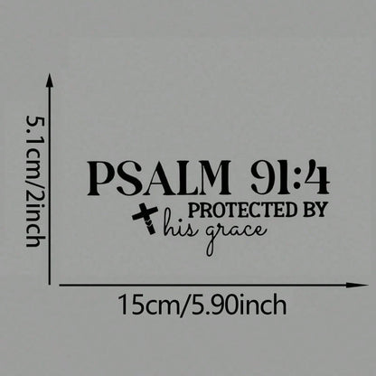 Christian Faith Psalm 91:4 Bible Cross Design Car Sticker, Suitable For Water Bottle Sticker, Laptop Sticker, Car Sticker, Glass Window Sticker, Car Decor Sticker