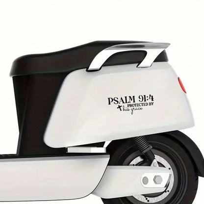 Christian Faith Psalm 91:4 Bible Cross Design Car Sticker, Suitable For Water Bottle Sticker, Laptop Sticker, Car Sticker, Glass Window Sticker, Car Decor Sticker