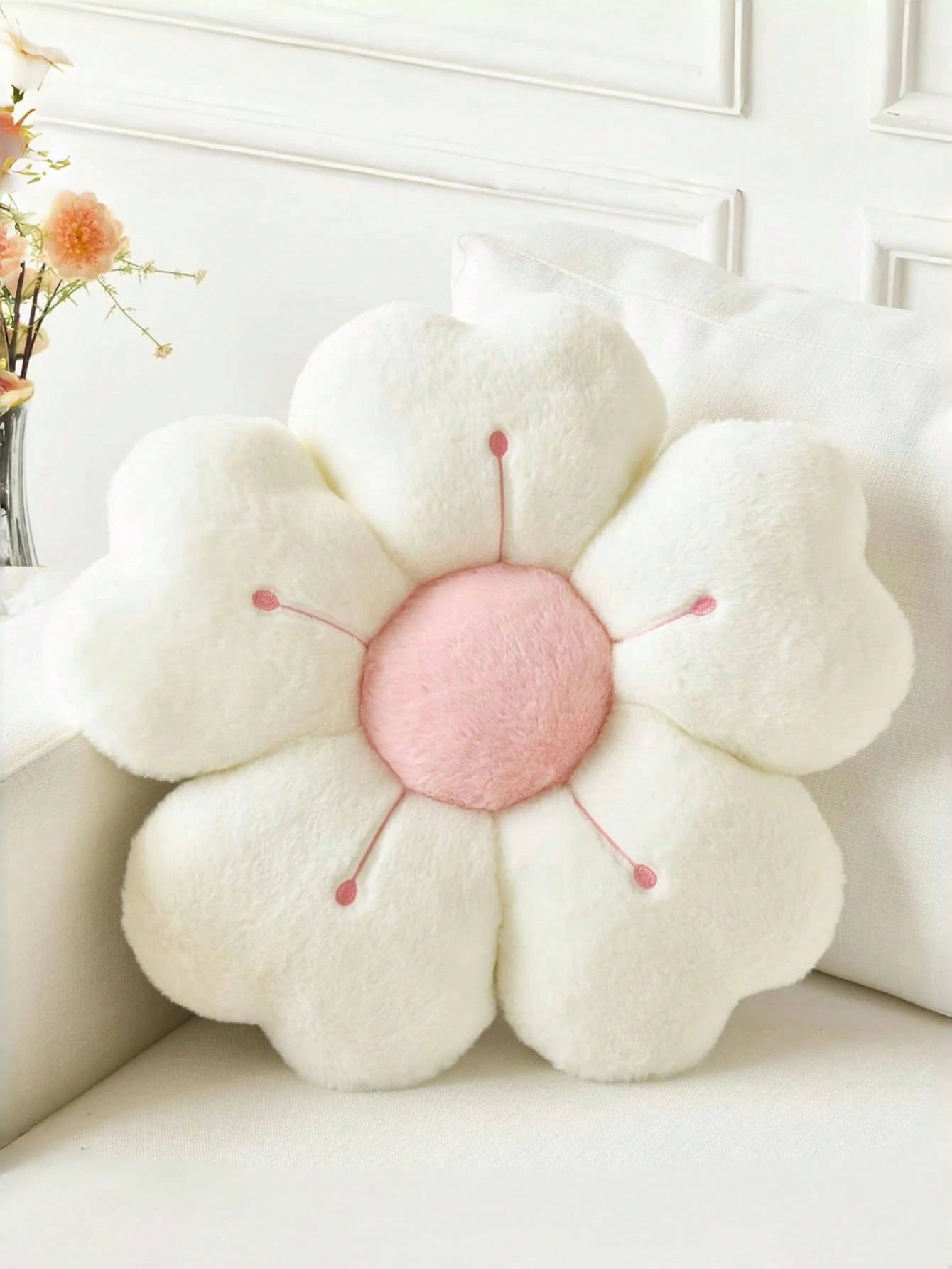 Christmas Decorative Pillows, Adorable Daisy Flower Cushions, Soft Faux Rabbit Fur Pillows For Sofas, Bedrooms, And Living Rooms,Perfect For Christmas And New Year Home Decor,A Wonderful Christmas Gif