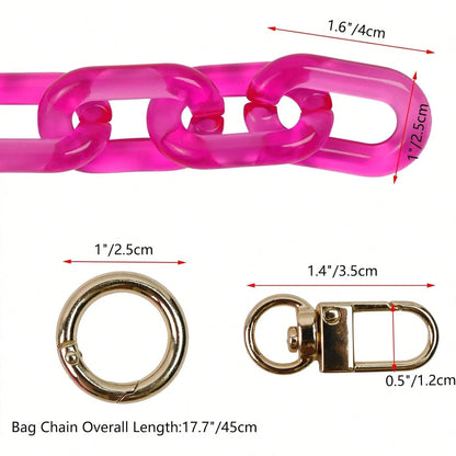Chunky Acrylic Purse Strap Bag Chain Handle Purse Chain Replacement For Handbag Purse Shoulder Bag,(Rose, Length 17.7")
