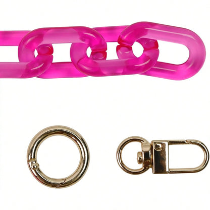 Chunky Acrylic Purse Strap Bag Chain Handle Purse Chain Replacement For Handbag Purse Shoulder Bag,(Rose, Length 17.7")