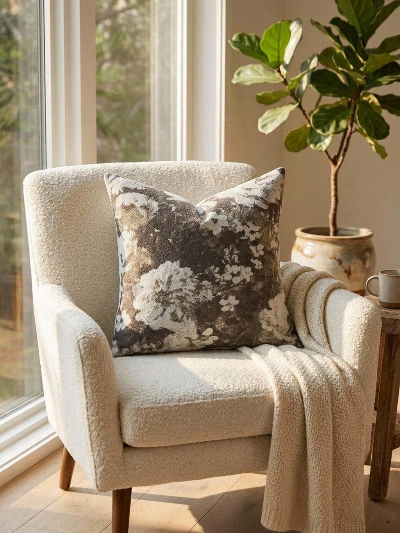 Cirelle 1pc/2pcs All Season Vintage Distressed Floral Throw Pillow Cover, Retro Oil Painting Floral Dark Tone Jacquard Square Cushion Cover, Decorative Sofa Pillowcase For Living Room, Match Mid-Centu