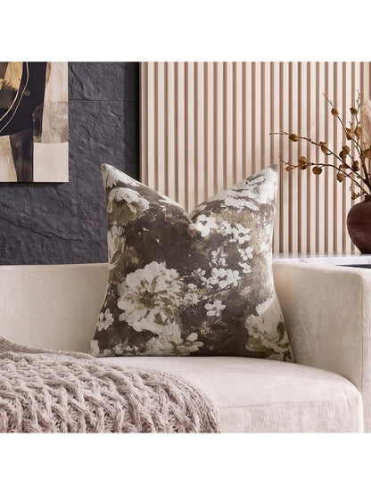 Cirelle 1pc/2pcs All Season Vintage Distressed Floral Throw Pillow Cover, Retro Oil Painting Floral Dark Tone Jacquard Square Cushion Cover, Decorative Sofa Pillowcase For Living Room, Match Mid-Centu