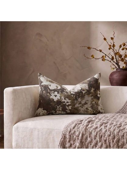Cirelle 1pc/2pcs All Season Vintage Distressed Floral Throw Pillow Cover, Retro Oil Painting Floral Dark Tone Jacquard Square Cushion Cover, Decorative Sofa Pillowcase For Living Room, Match Mid-Centu