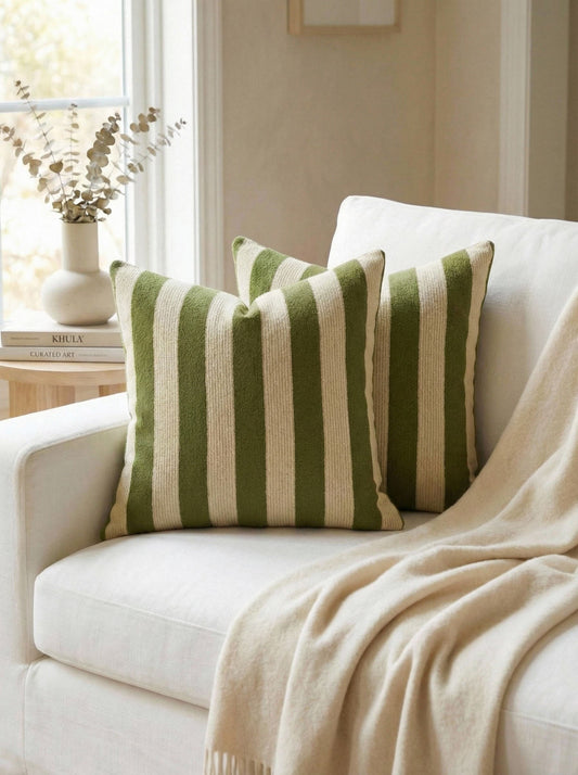 Cirelle 1pc Striped Chenille Decorative Throw Pillow Cover, Soft Modern Abstract Bohemian Style Home Decor Cushion For Sofa, Bedroom, Living Room, All Season, Also Suitable As Gift