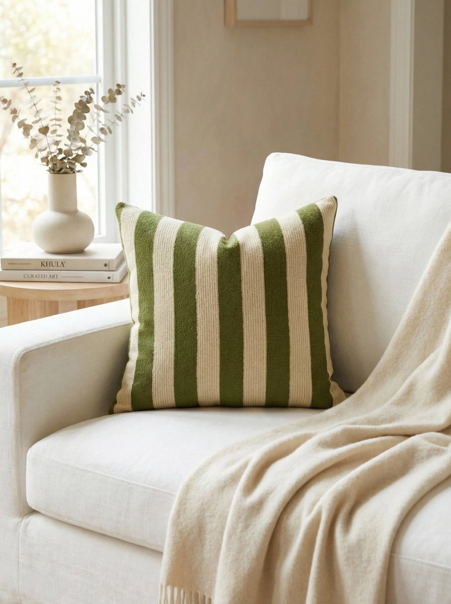 Cirelle 1pc Striped Chenille Decorative Throw Pillow Cover, Soft Modern Abstract Bohemian Style Home Decor Cushion For Sofa, Bedroom, Living Room, All Season, Also Suitable As Gift