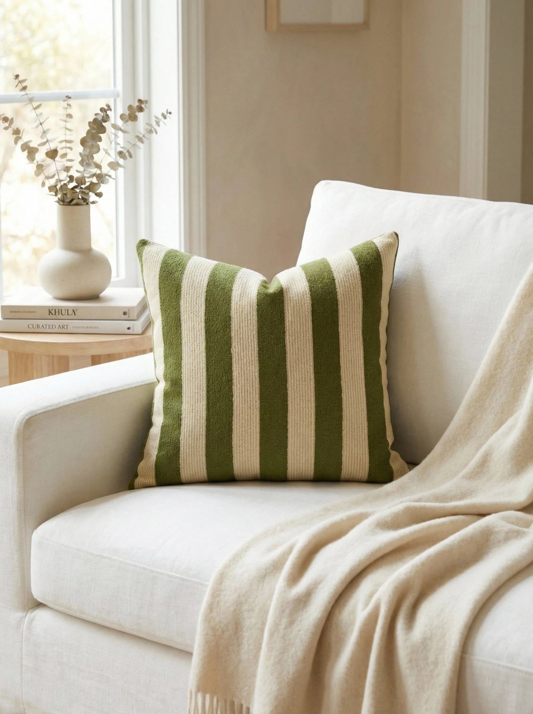Cirelle 1pc Striped Chenille Decorative Throw Pillow Cover, Soft Modern Abstract Bohemian Style Home Decor Cushion For Sofa, Bedroom, Living Room, All Season, Also Suitable As Gift
