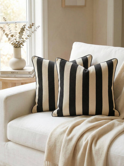 Cirelle 1pc Striped Chenille Decorative Throw Pillow Cover, Soft Modern Abstract Bohemian Style Home Decor Cushion For Sofa, Bedroom, Living Room, All Season, Also Suitable As Gift