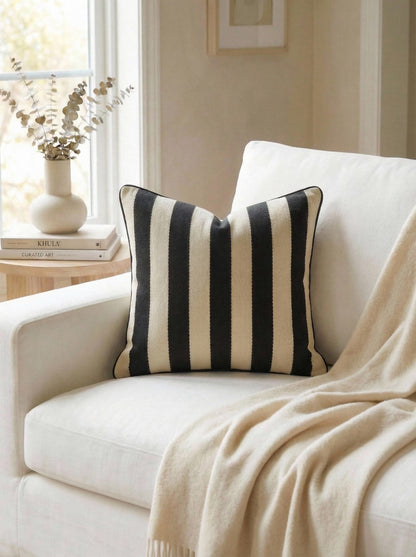 Cirelle 1pc Striped Chenille Decorative Throw Pillow Cover, Soft Modern Abstract Bohemian Style Home Decor Cushion For Sofa, Bedroom, Living Room, All Season, Also Suitable As Gift