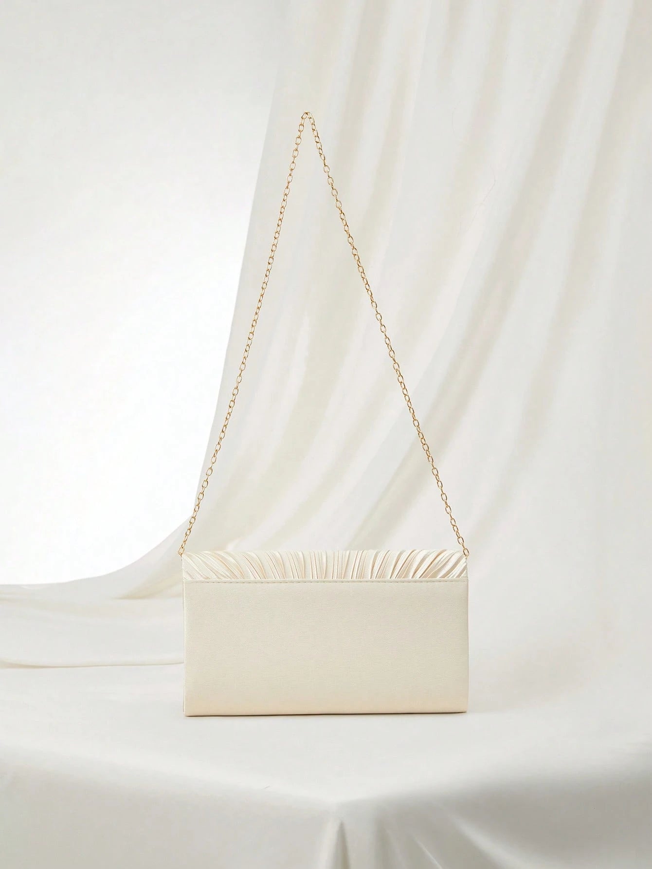 Clariva Pleated Flap Satin Evening Clutch Bag, Fashion Personality Envelope Handbag For Party, Formal Dress, Wedding, Luxury Event, Cocktail Purse