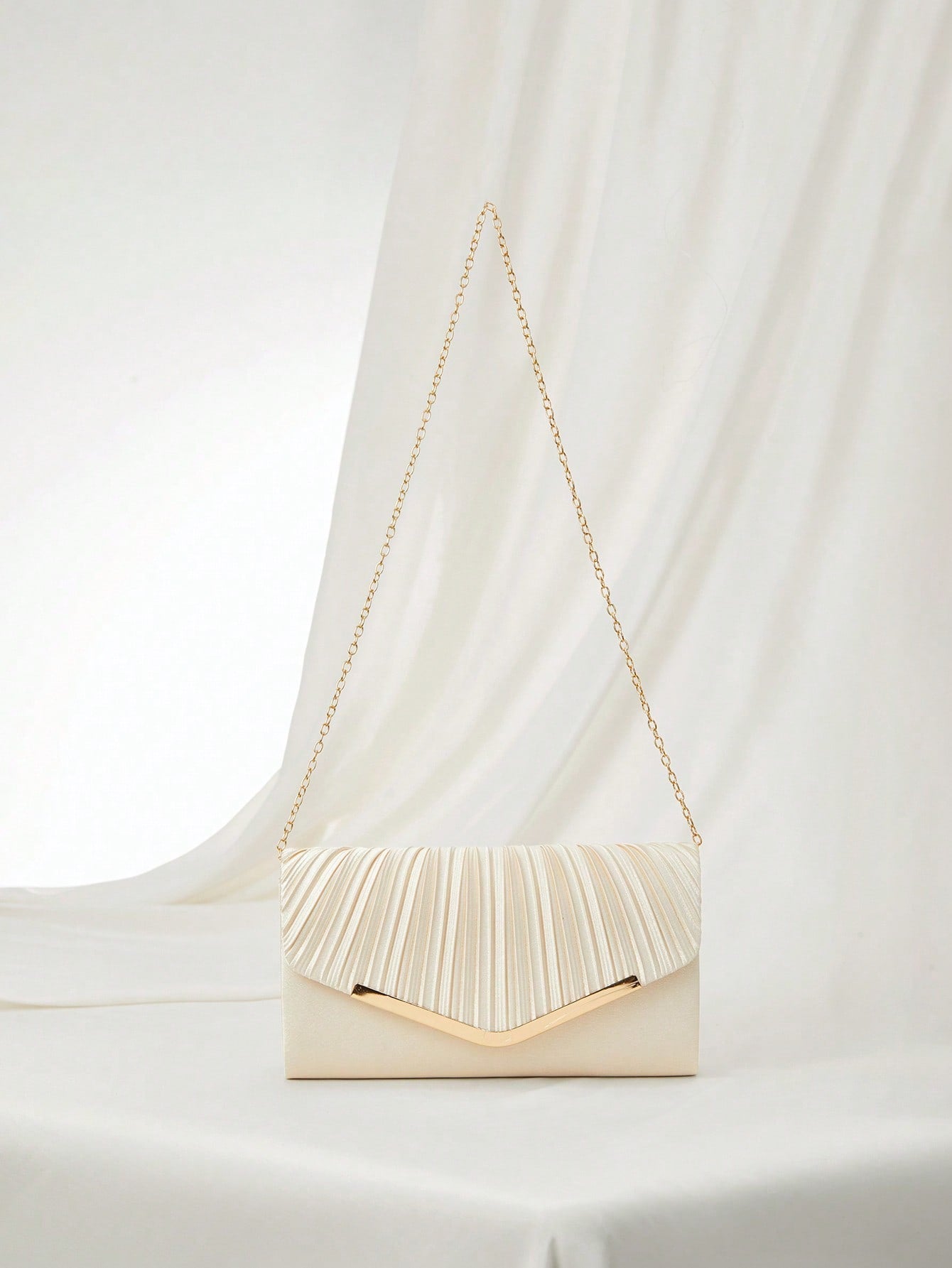 Clariva Pleated Flap Satin Evening Clutch Bag, Fashion Personality Envelope Handbag For Party, Formal Dress, Wedding, Luxury Event, Cocktail Purse