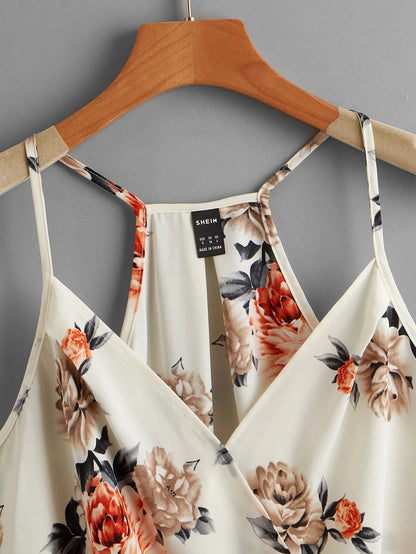 Clasi Floral Print High Low Hem Spring Cami Top