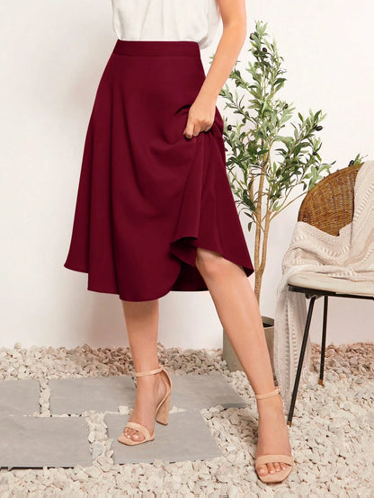Clasi Solid Flare Hem Skirt