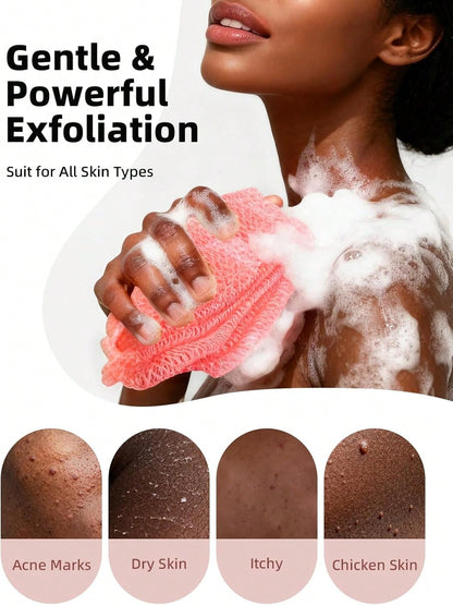 Cleangor 2Pcs African Net Sponge Authentic With Knots- Exfoliating Body| Scrubber For All Skin Types, African Bath Sponge, Wash Cloth, Gentle